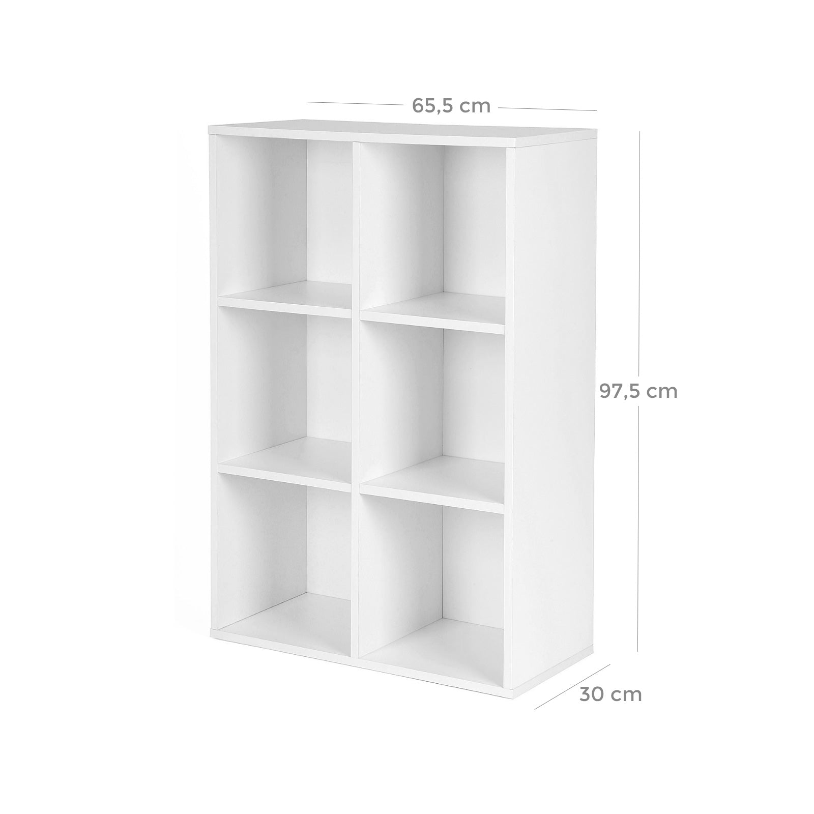 3-Tier Storage Shelf – Wood – White – 6 Compartments