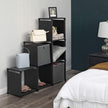 Cube Bookcase – MDF – Black – 6 Storage Compartments with High Load Capacity