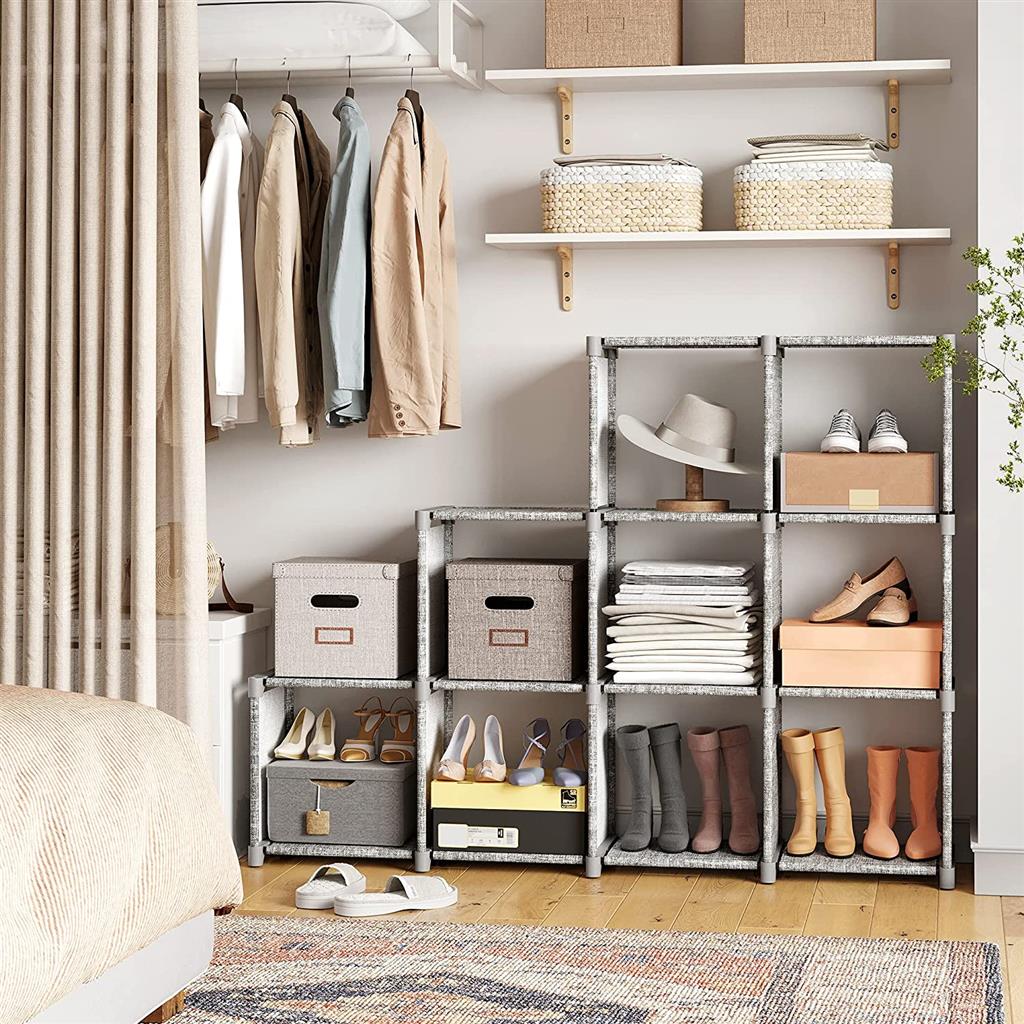 Cube Storage Rack – Engineered Wood – Heather Grey – Versatile Organiser for Living Spaces