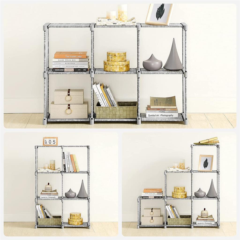 Cube Storage Rack – Engineered Wood – Heather Grey – Versatile Organiser for Living Spaces