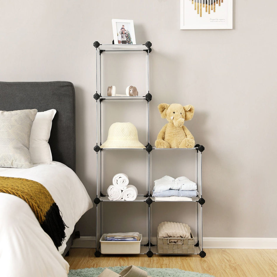 6-Cube Storage Organizer – Plastic – White – Interlocking Design