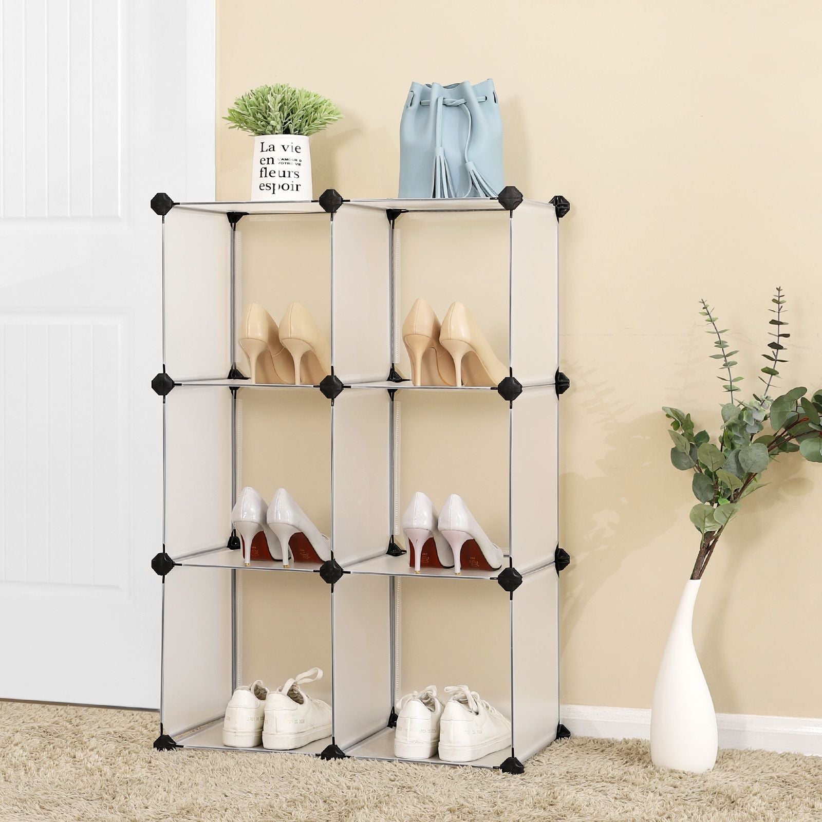 6-Cube Storage Organizer – Plastic – White – Interlocking Design