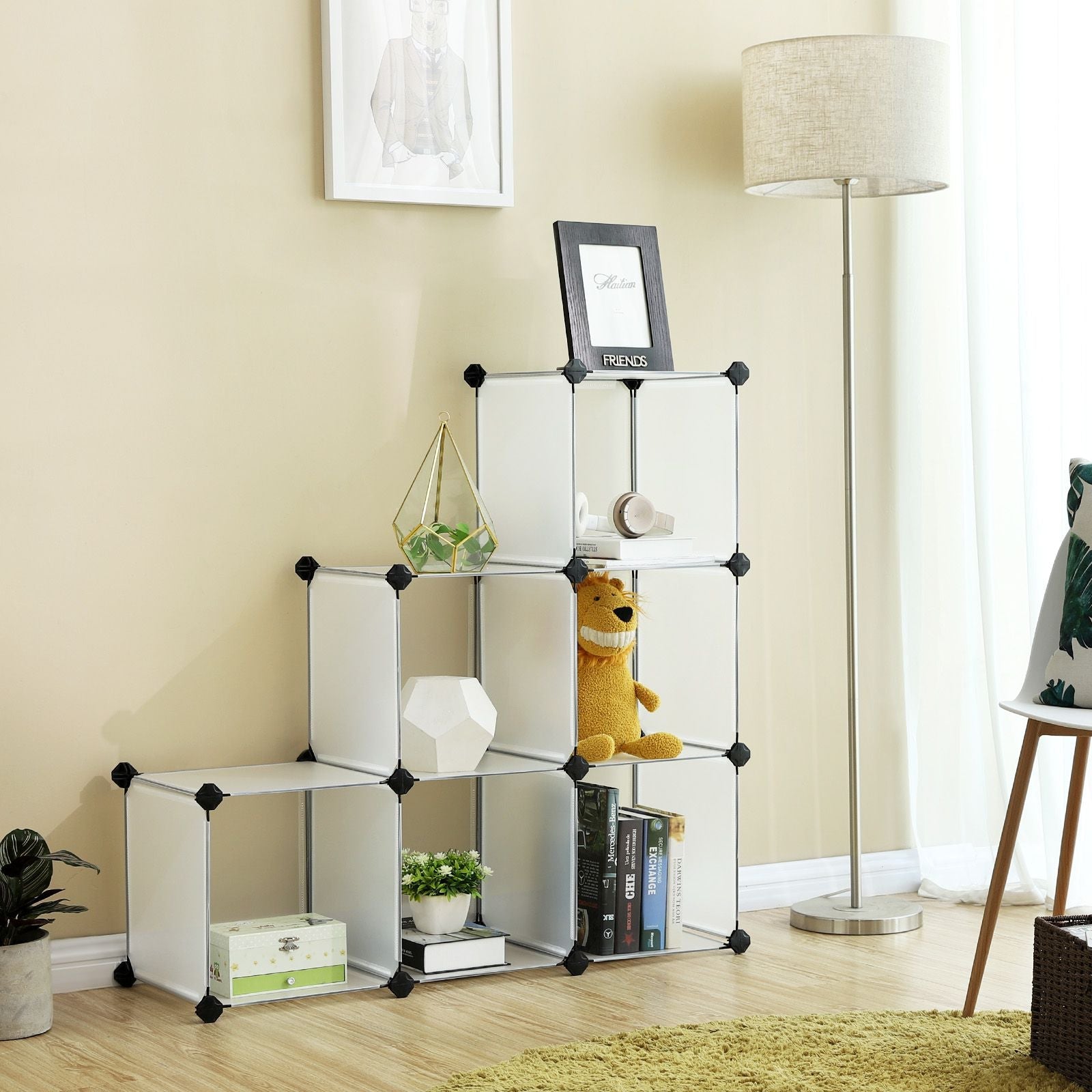 6-Cube Storage Organizer – Plastic – White – Interlocking Design