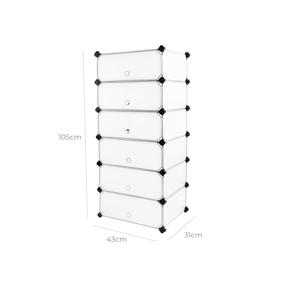 6-Cube Storage Organizer – Plastic – White – Interlocking Design