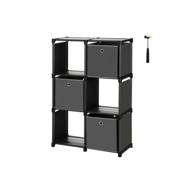 Storage Unit – Metal – Black – 6 Cubes with 3 Storage Boxes