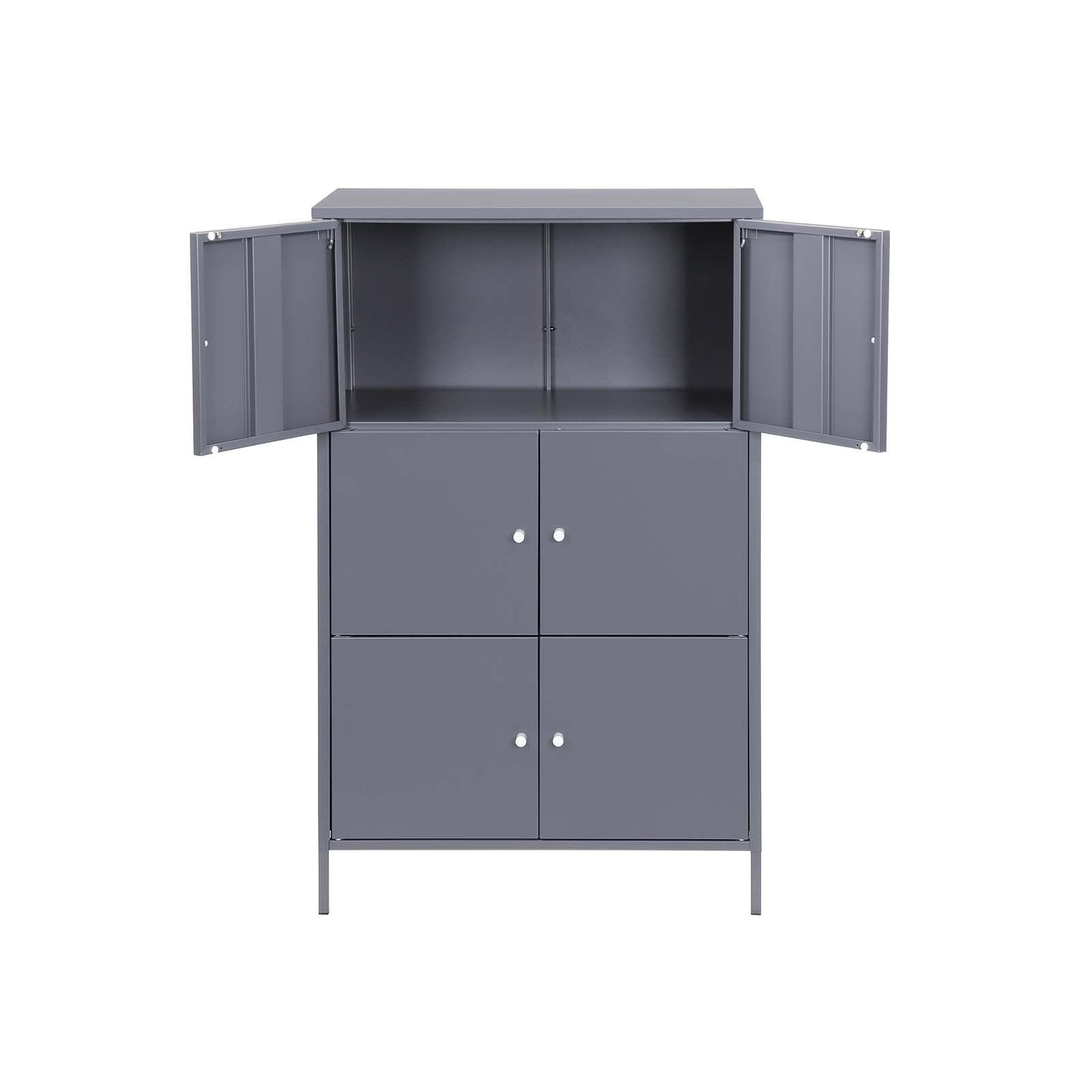 Storage Cabinet – Metal – Grey – 6 Doors, 3-Tier Design, Max. Load Capacity 15 kg per Shelf