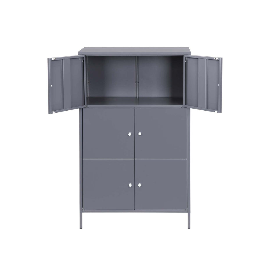 Storage Cabinet – Metal – Grey – 6 Doors, 3-Tier Design, Max. Load Capacity 15 kg per Shelf