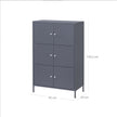 Storage Cabinet – Metal – Grey – 6 Doors, 3-Tier Design, Max. Load Capacity 15 kg per Shelf