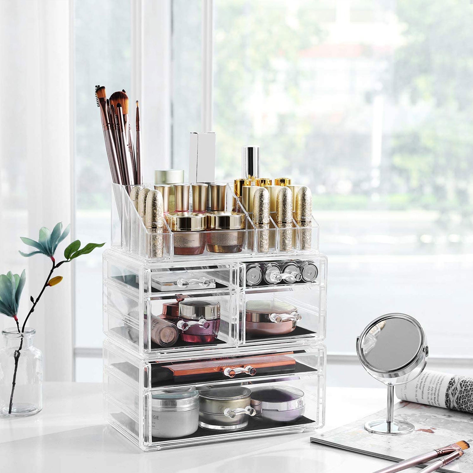 Makeup Organiser – Acrylic – Clear – 6-Drawer Cosmetic Storage Case