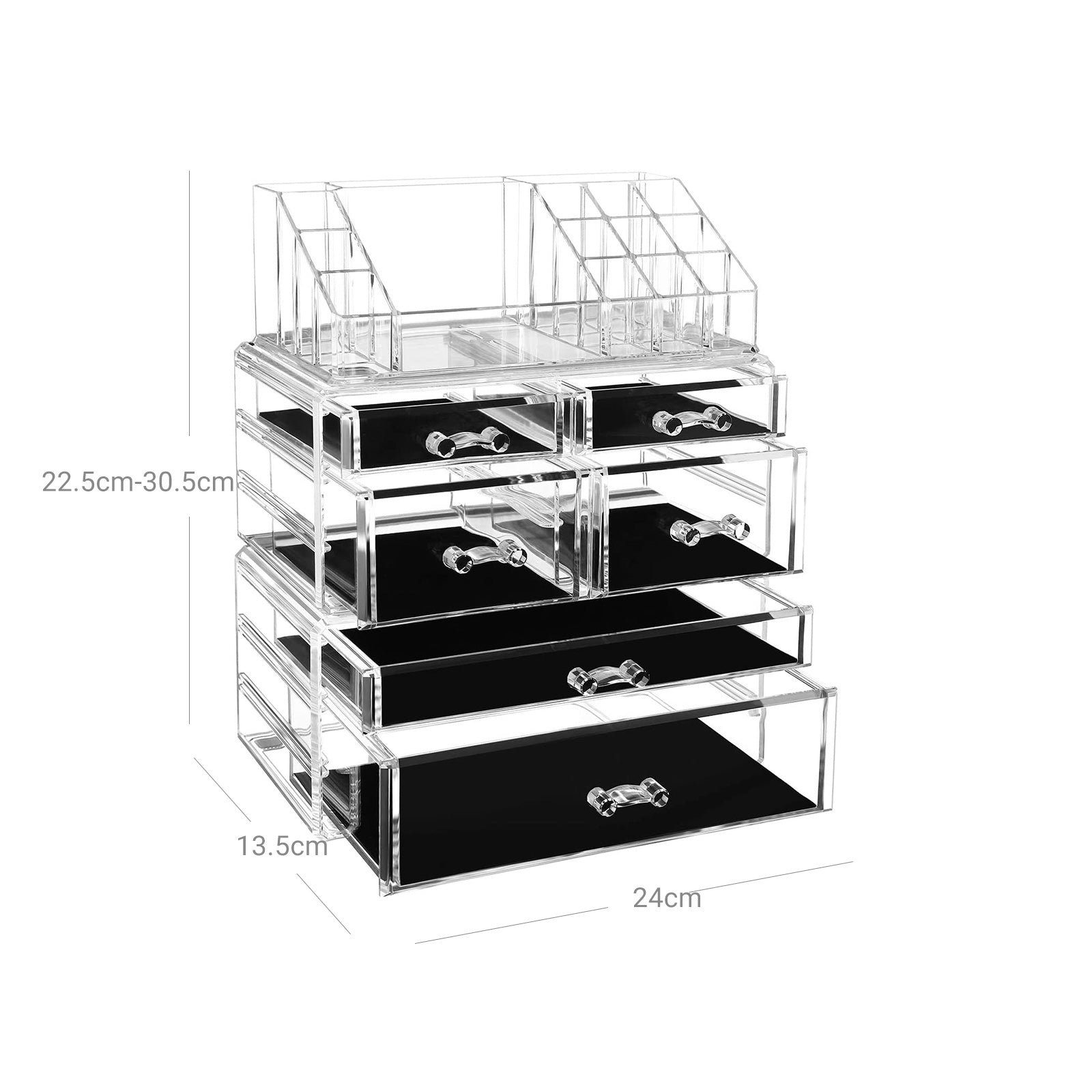 Makeup Organiser – Acrylic – Clear – 6-Drawer Cosmetic Storage Case