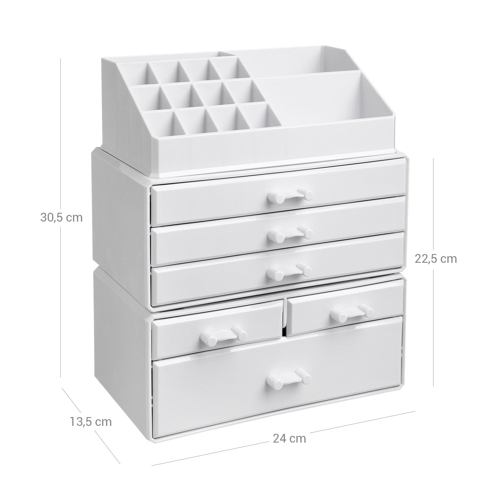 Makeup Organizer – Clear Acrylic – Transparent – Stackable with 6 Drawers