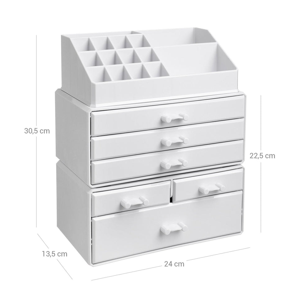 Makeup Organizer – Clear Acrylic – Transparent – Stackable with 6 Drawers