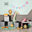 Foldable Storage Boxes – Fabric – White, Grey, and Black – Multi-Functional Toy Organizer, Set of 6, 30 x 30 x 30 cm