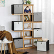 Foldable Storage Boxes – Fabric – White, Grey, and Black – Multi-Functional Toy Organizer, Set of 6, 30 x 30 x 30 cm