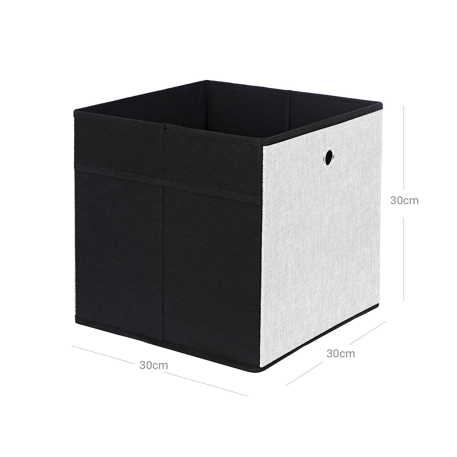 Foldable Storage Boxes – Fabric – White, Grey, and Black – Multi-Functional Toy Organizer, Set of 6, 30 x 30 x 30 cm