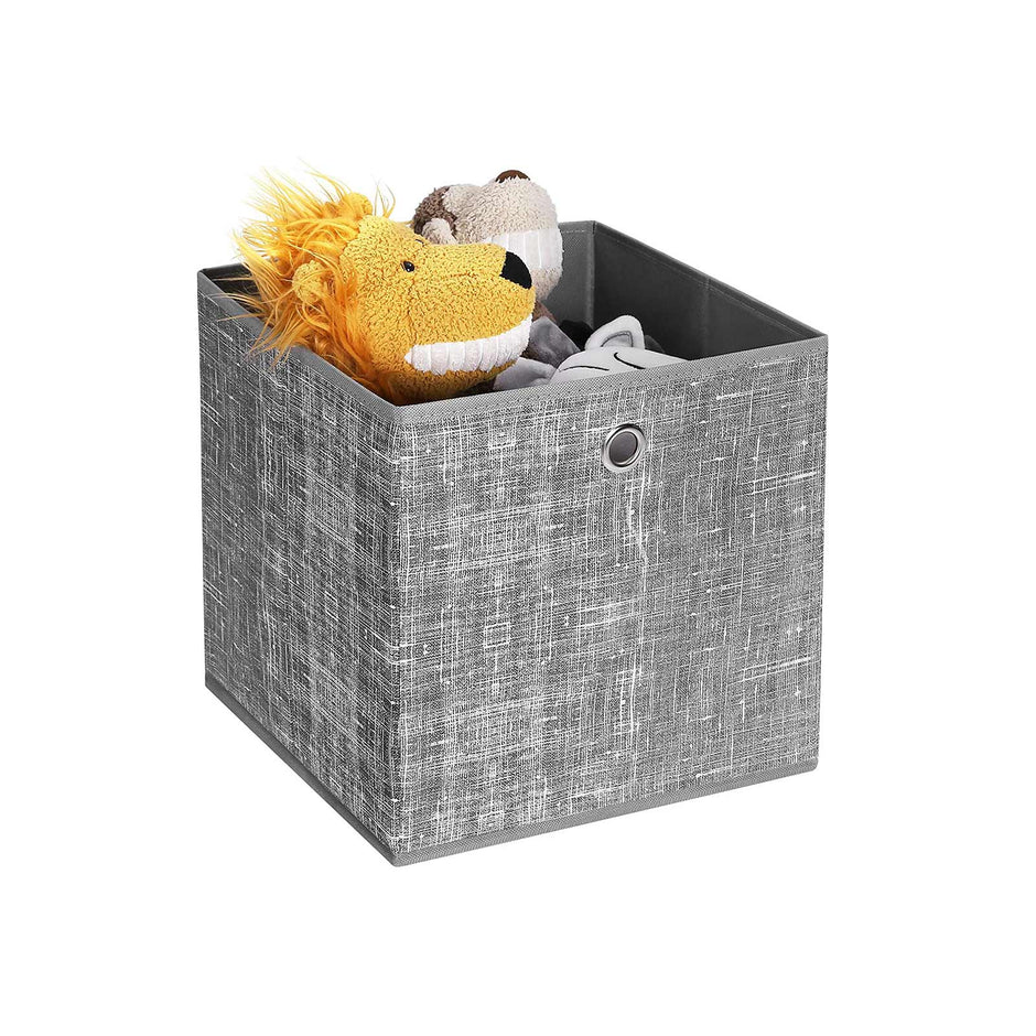 Set of 6 Fabric Foldable Storage Organizer Cubes – Grey – 30 x 30 x 30 cm – With Fingerhole