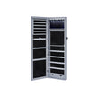 Jewelry Armoire – Wood – Grey – Lockable Wall-Mounted with Mirror and 6 LEDs