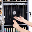 Jewelry Armoire – Wood – Grey – Lockable Wall-Mounted with Mirror and 6 LEDs