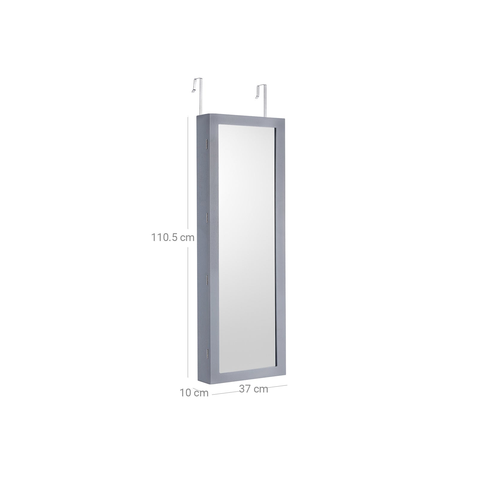 Jewelry Armoire – Wood – Grey – Lockable Wall-Mounted with Mirror and 6 LEDs