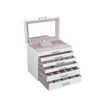 Jewellery Box – Wood – White – 6 Layers with 5 Drawers