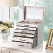 Jewellery Box – Wood – White – 6 Layers with 5 Drawers