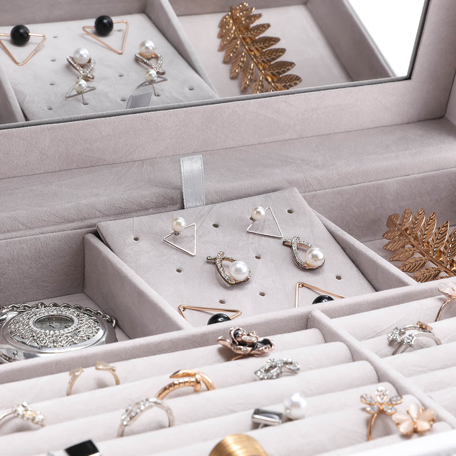 Jewellery Box – Wood – White – 6 Layers with 5 Drawers