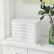 6-Layer Wooden Jewellery Box – White – Organiser for Necklaces, Earrings, Sunglasses, Bracelets, and Watches