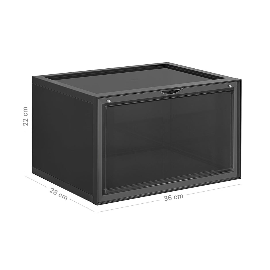 Shoe Box – Plastic – Clear – Stackable and Easy to Assemble (Set of 6)