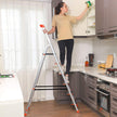 6 Steps Ladder – Aluminium – Black – Folding Design with Tool Tray and Anti-Slip Feet, Max Load 150 kg