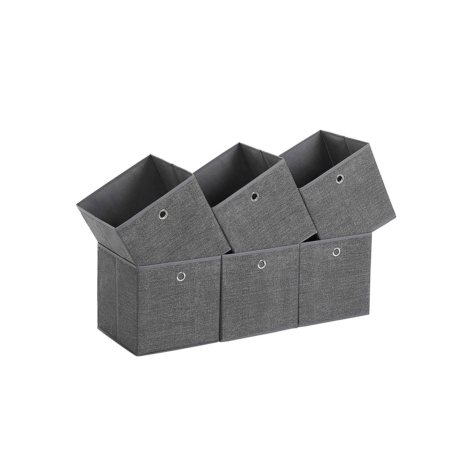 Storage Boxes Set – Fabric – Grey – Foldable Organiser Bins for Toys and Clothes