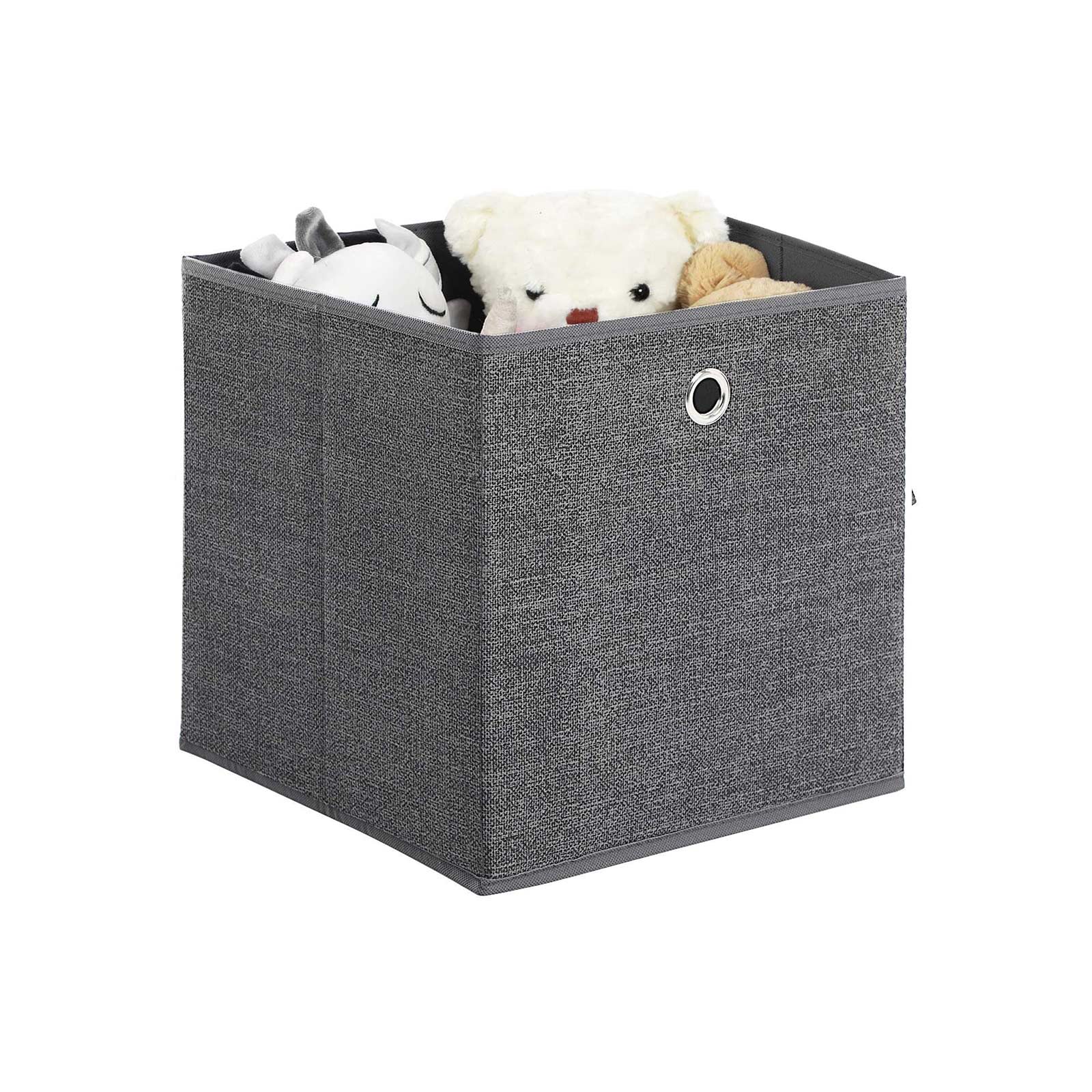 Storage Boxes Set – Fabric – Grey – Foldable Organiser Bins for Toys and Clothes