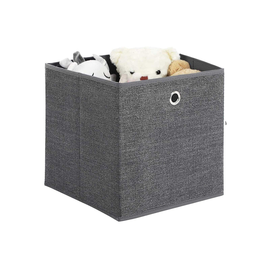 Storage Boxes Set – Fabric – Grey – Foldable Organiser Bins for Toys and Clothes