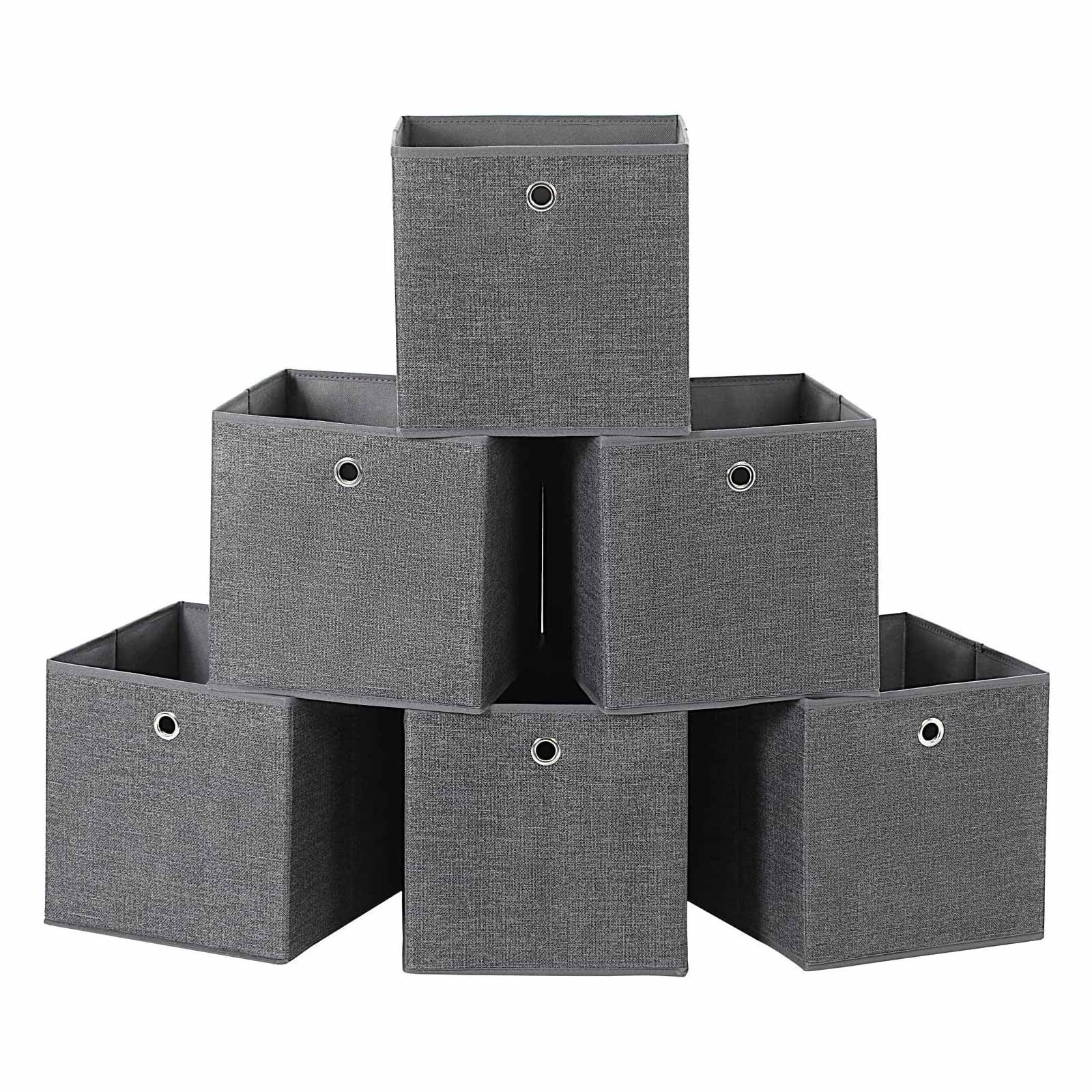 Storage Boxes Set – Fabric – Grey – Foldable Organiser Bins for Toys and Clothes