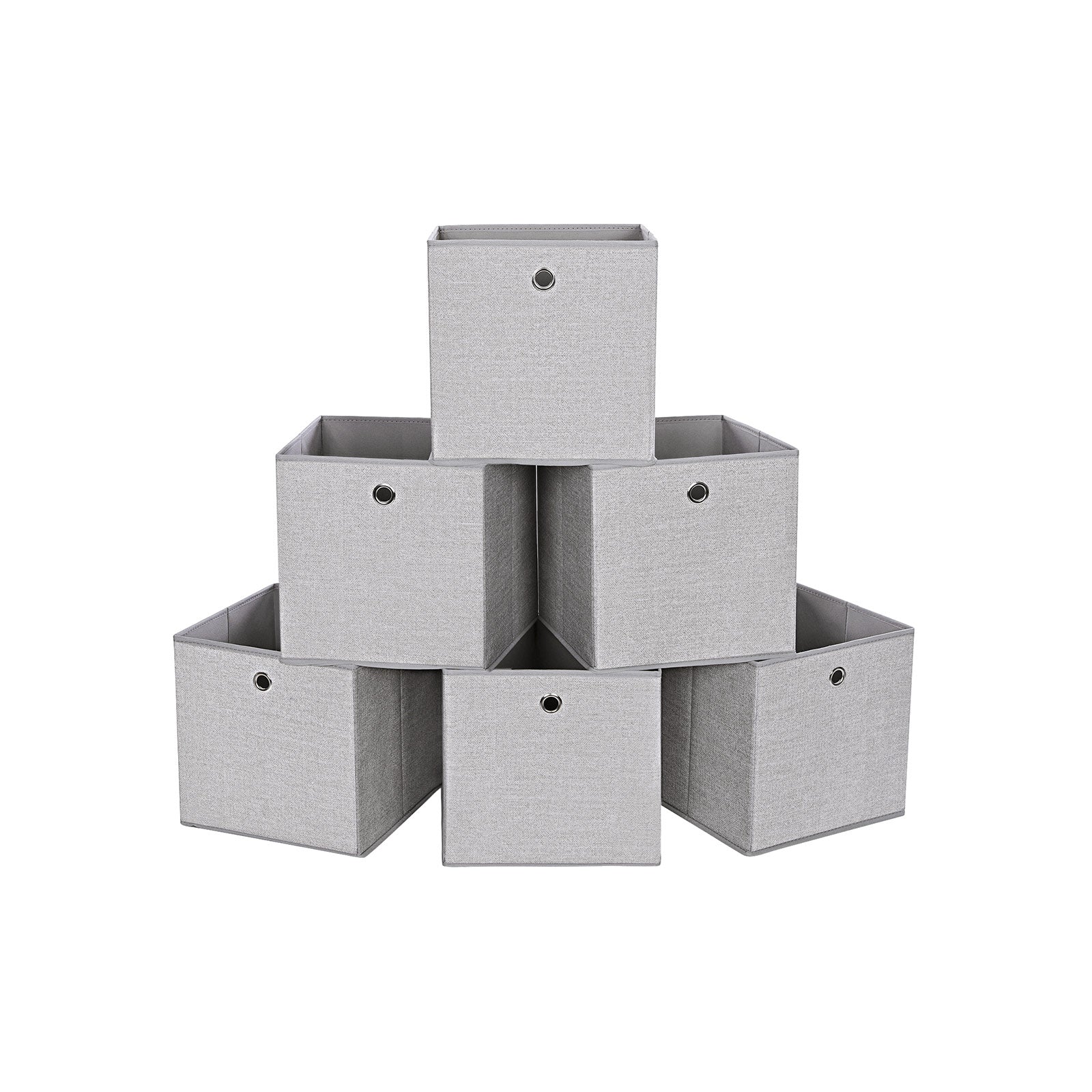 Set of 6 Foldable Fabric Storage Cubes – Grey – Toy and Clothes Organizer Bins