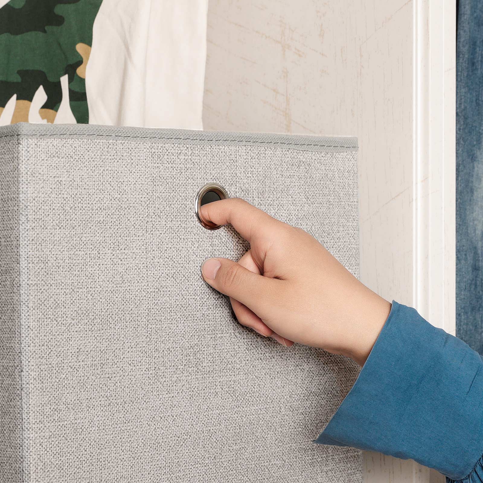 Set of 6 Foldable Fabric Storage Cubes – Grey – Toy and Clothes Organizer Bins