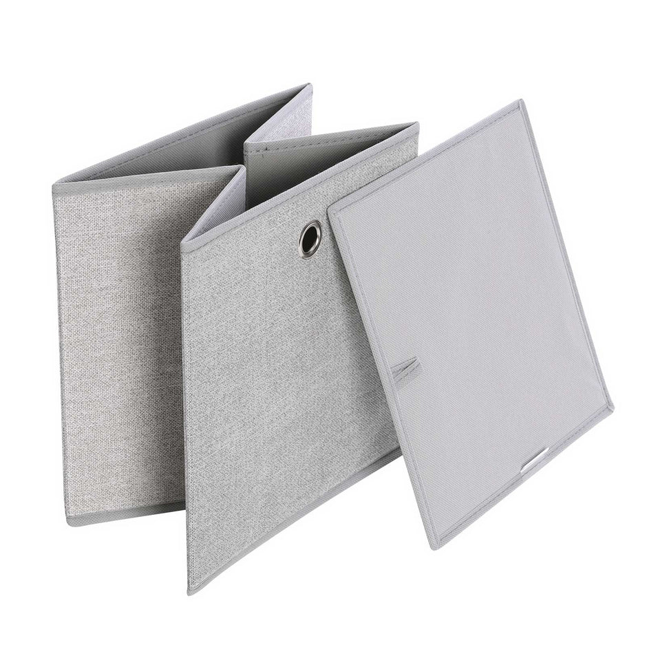 Set of 6 Foldable Fabric Storage Cubes – Grey – Toy and Clothes Organizer Bins