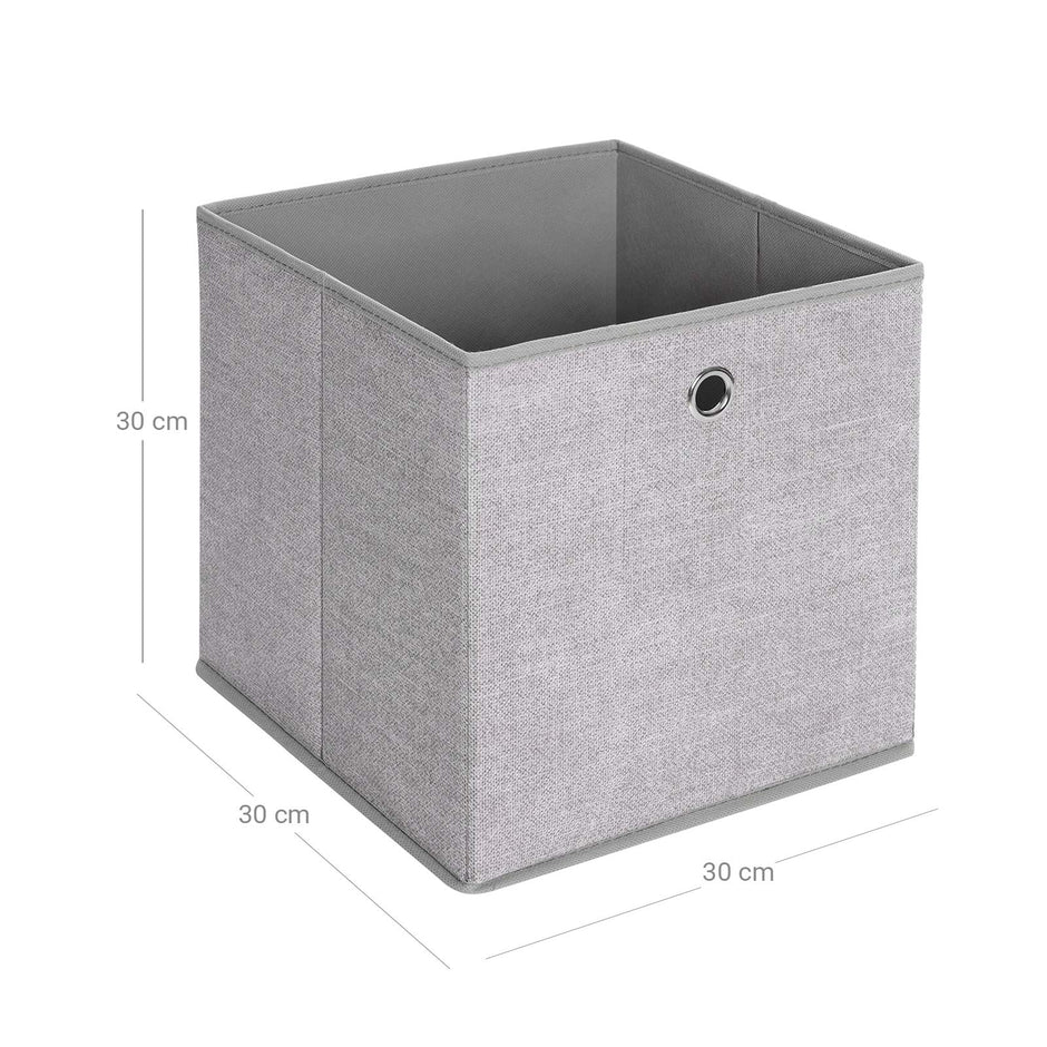 Set of 6 Foldable Fabric Storage Cubes – Grey – Toy and Clothes Organizer Bins