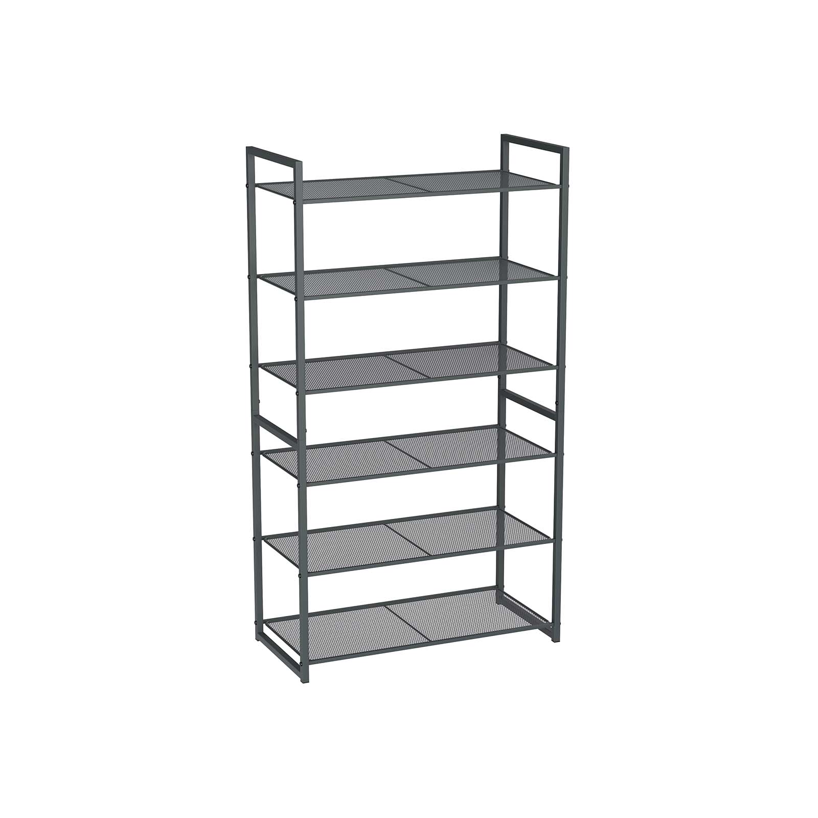 6 Tier Shoe Rack – Metal – Smoky Grey – Stackable Storage for 18-24 Pairs of Shoes