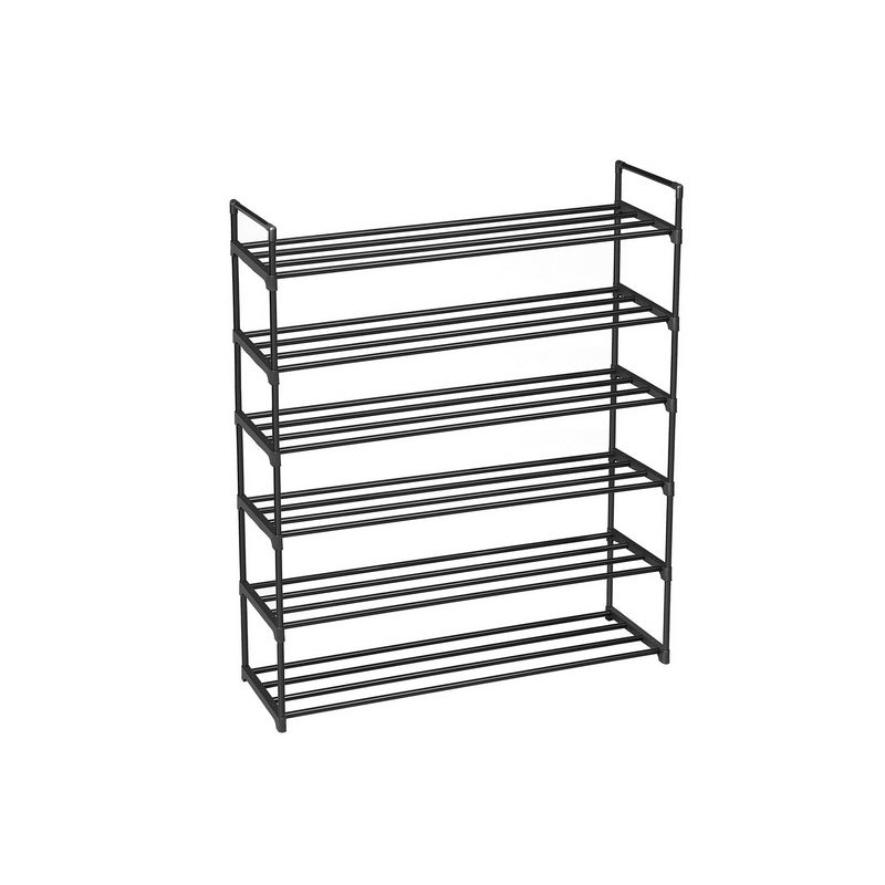 6-Tier Shoe Rack – Metal – Black – Holds Up to 30 Pairs of Shoes