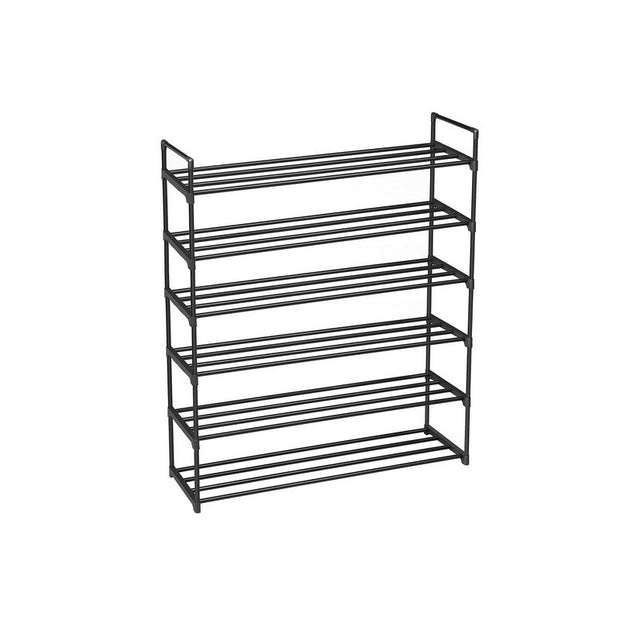 6-Tier Shoe Rack – Metal – Black – Holds Up to 30 Pairs of Shoes