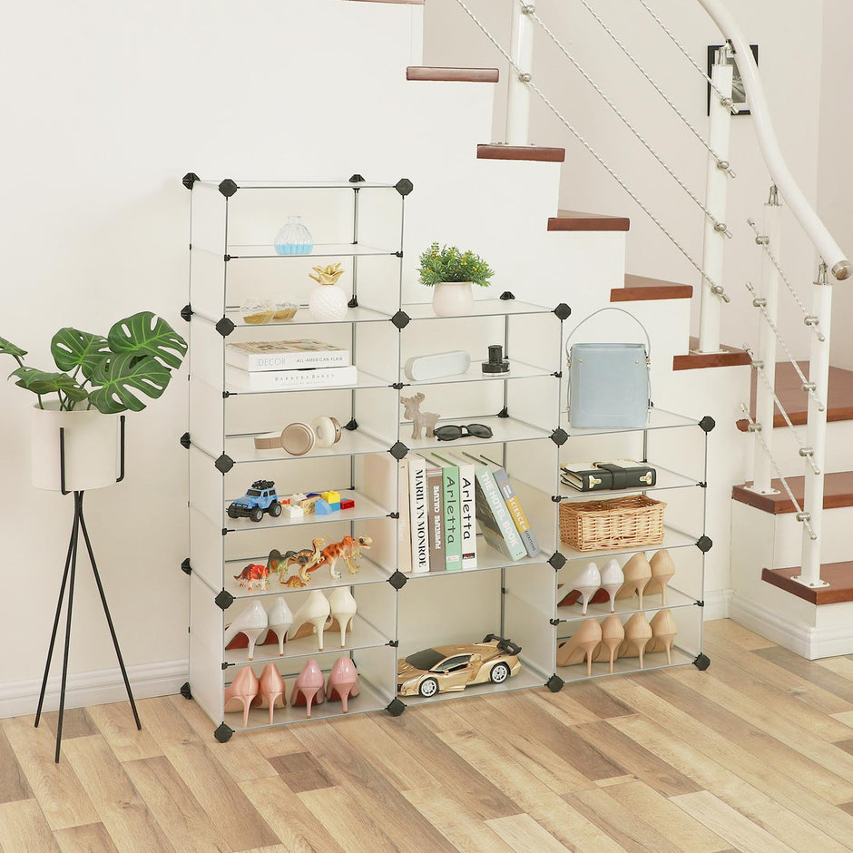 Cube Organizer – Plastic – White – 6 Tiers with Dividers