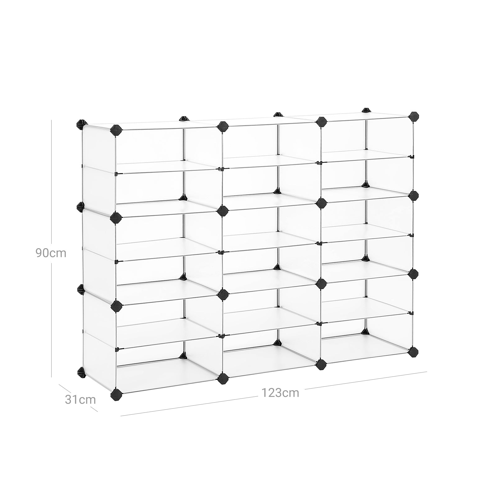Cube Organizer – Plastic – White – 6 Tiers with Dividers