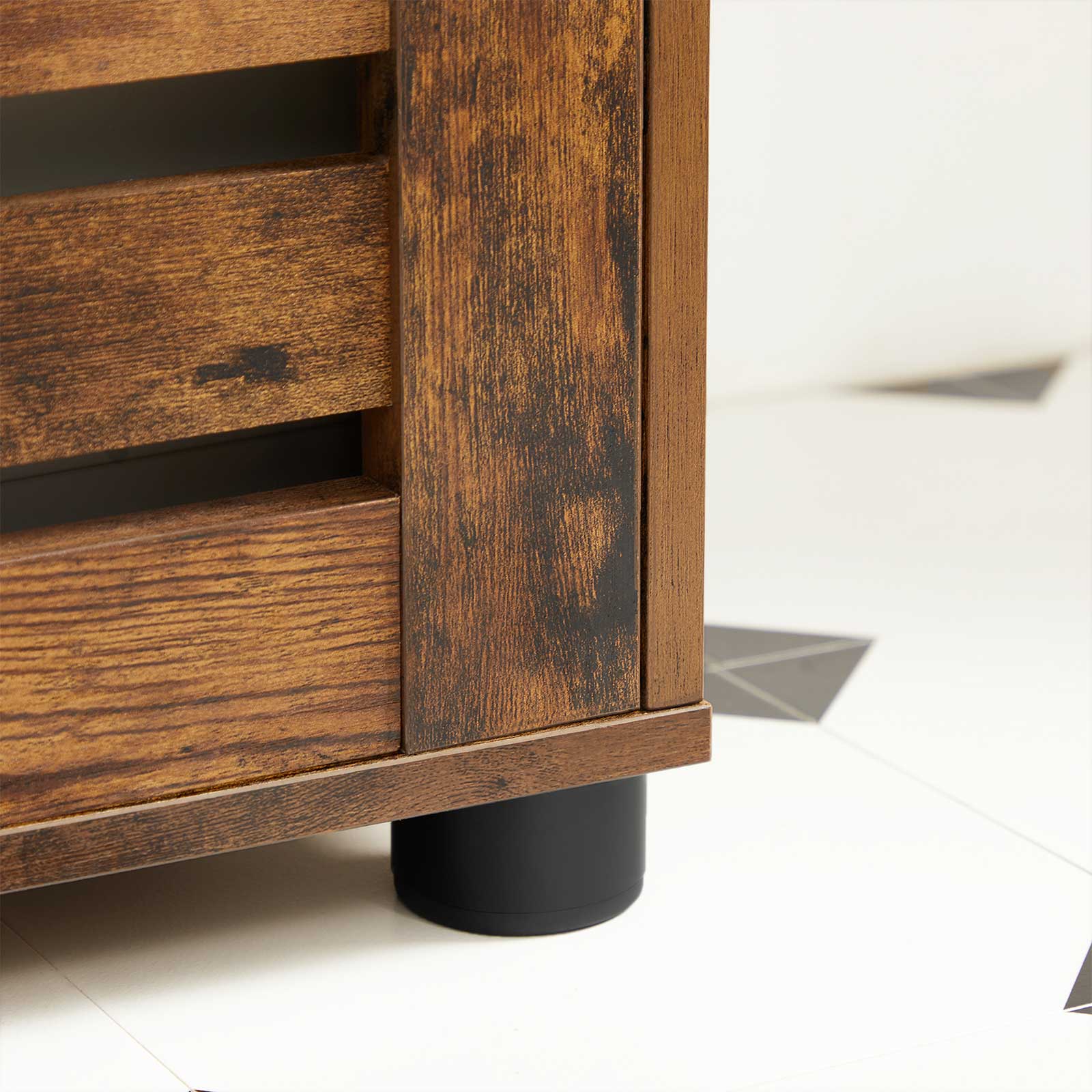 Bathroom Floor Cabinet – Wood – Rustic Brown – Multipurpose with Adjustable Shelf and Louvred Doors
