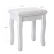 Dressing Stool – Rubberwood – White – Padded Bench with Floral Pattern