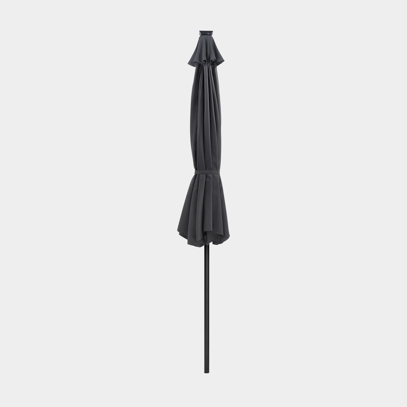 Large Patio Sun Umbrella – Fabric – Grey – Solar-Powered LED Lights, UPF 50+ Protection, Tilting Mechanism