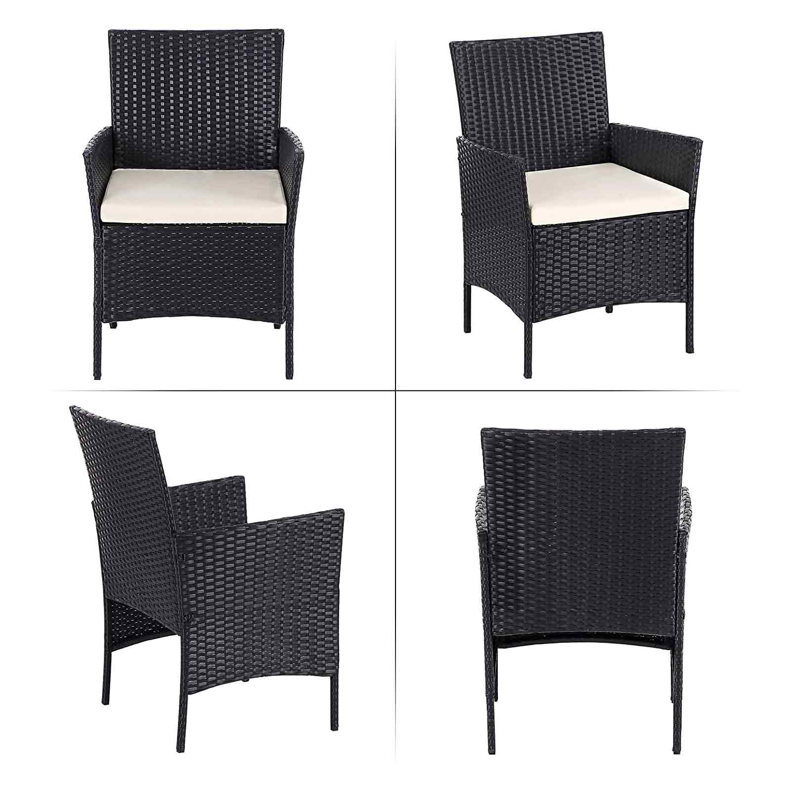 Garden Furniture Set – Polyrattan – Black and Beige – Outdoor Patio and Conservatory Use