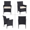 Garden Furniture Set – Polyrattan – Black and Beige – Outdoor Patio and Conservatory Use