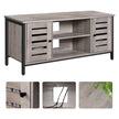 TV Console Unit – Wood – Rustic Brown – Louvered Doors, Storage Shelves