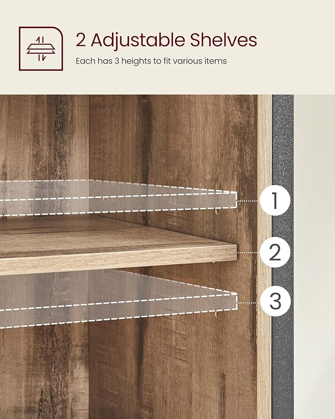 Freestanding Storage Cabinet – Wood – Rustic Brown and Black – Sliding Barn Door and Drawer