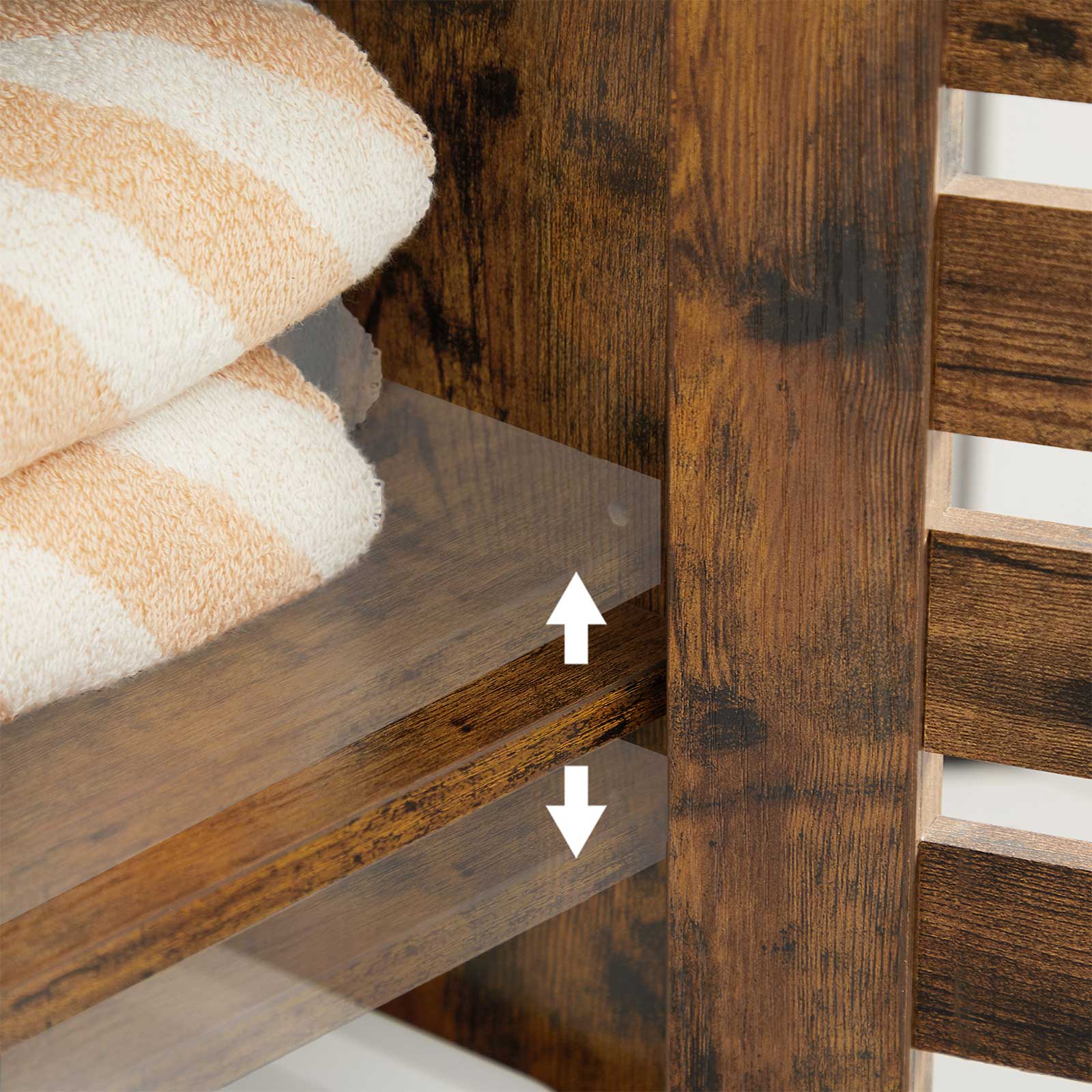 Bathroom Floor Cabinet – Wood – Rustic Brown – Multipurpose with Adjustable Shelf and Louvred Doors